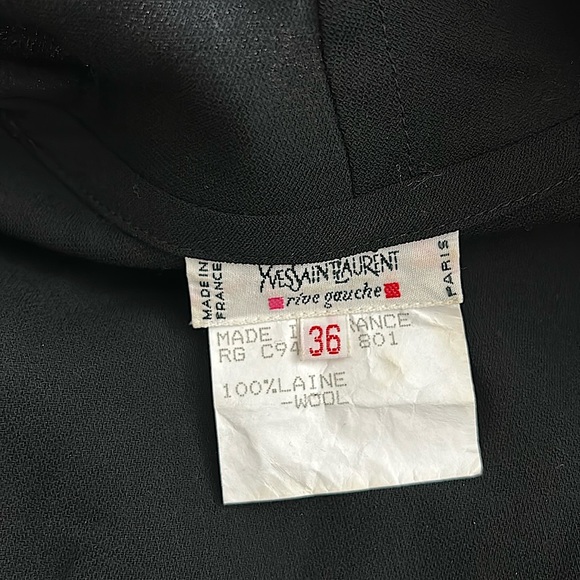 Yves Saint Laurent Ri’ve Gauche Vtg Black Authenticated Tie Jacket Top *Sz 36* - Picture 6 of 6